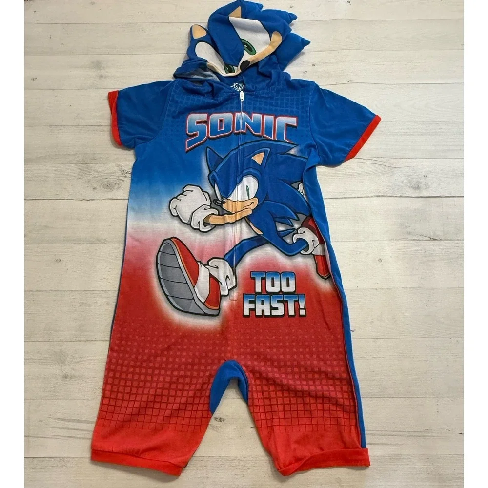 Sonic the‎ Hedgehog one piece character pajamas short sleeve shorts XS 4/5
